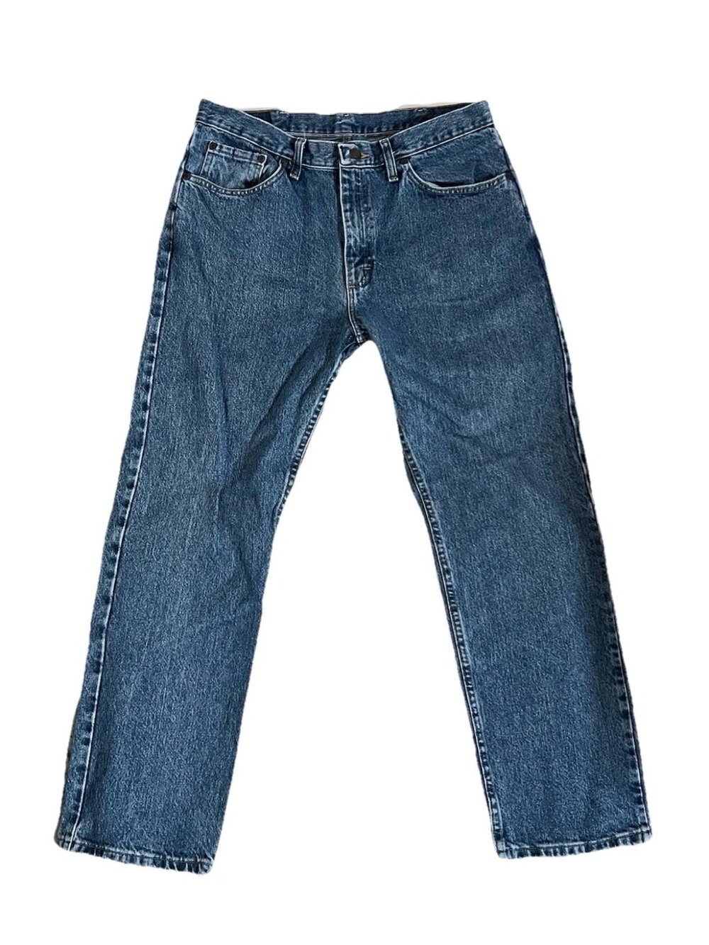 Wrangler Blue Denim Jeans 34x30 Straight Leg Cowboy Core Western Workwear
